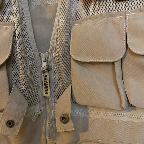 HUMVEE Combat Vest Pockets Safari Fishing Hunting Khaki Tan Men's Size Large - Picture 7 of 8
